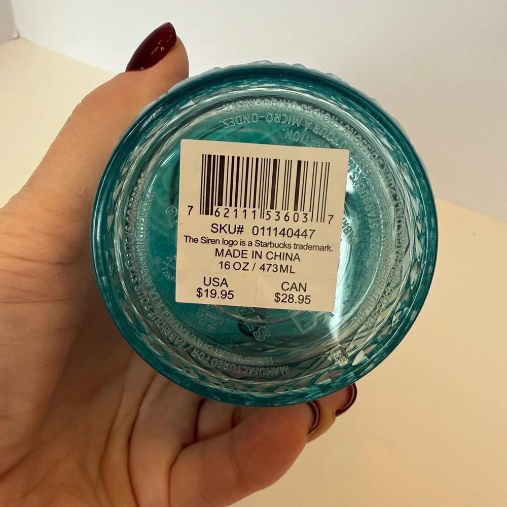 NWT Starbucks Jeweled teal ombré 16 oz. cold beverage cup,‎ 2023 release